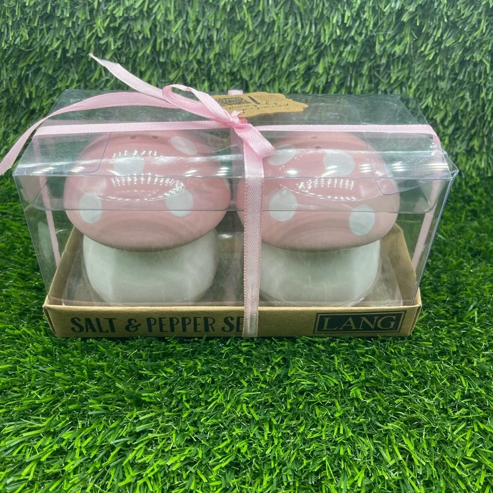 Lang Mushroom Salt & Pepper Shaker Set - Pink and White